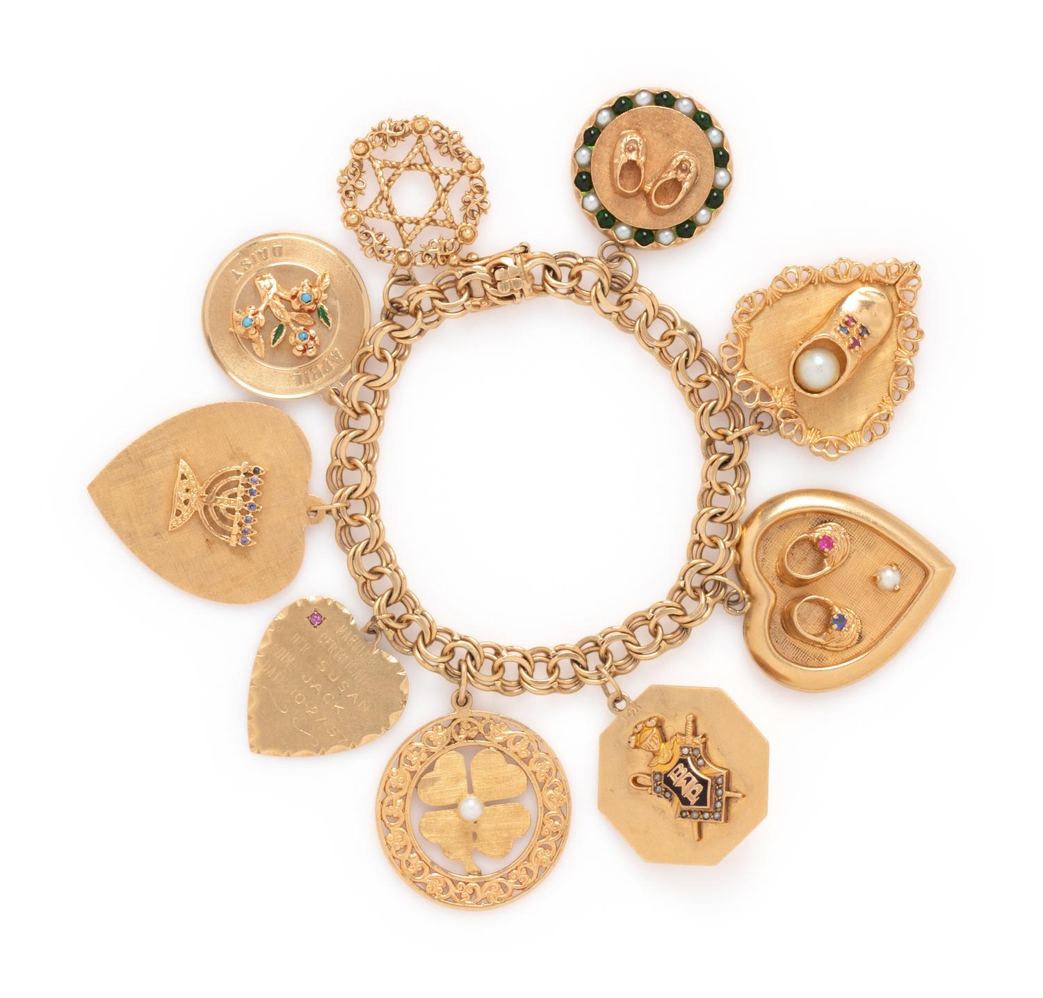 YELLOW GOLD CHARM BRACELET