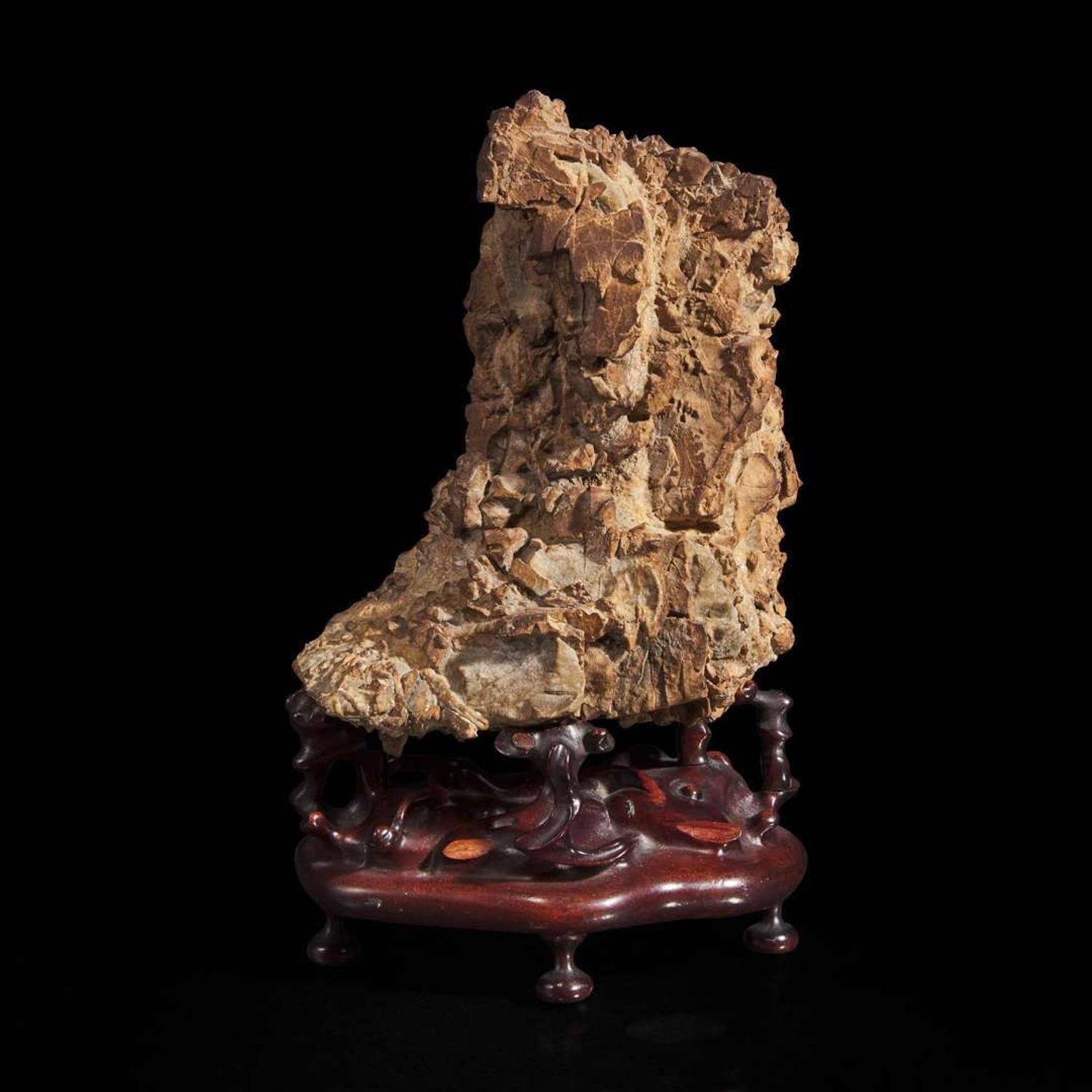 A small scholar's stone on stand 灵璧石及底座