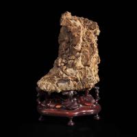 A small scholar's stone on stand 灵璧石及底座