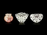 Five Chinese Celadon and Russet Jade Plaques