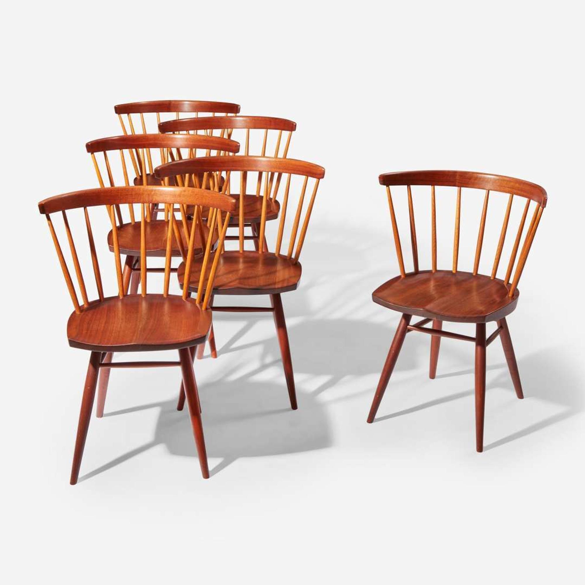 George Nakashima Set of Six "Straight-Backed" Chairs, New Hope, Pennsylvania, 1963