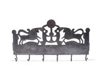 A Copper-Inlaid Wrought Iron Kitchen Wall Rack, French, Early 19th Century