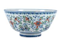 A Dutch Delft Polychrome Glazed Earthenware Punch Bowl