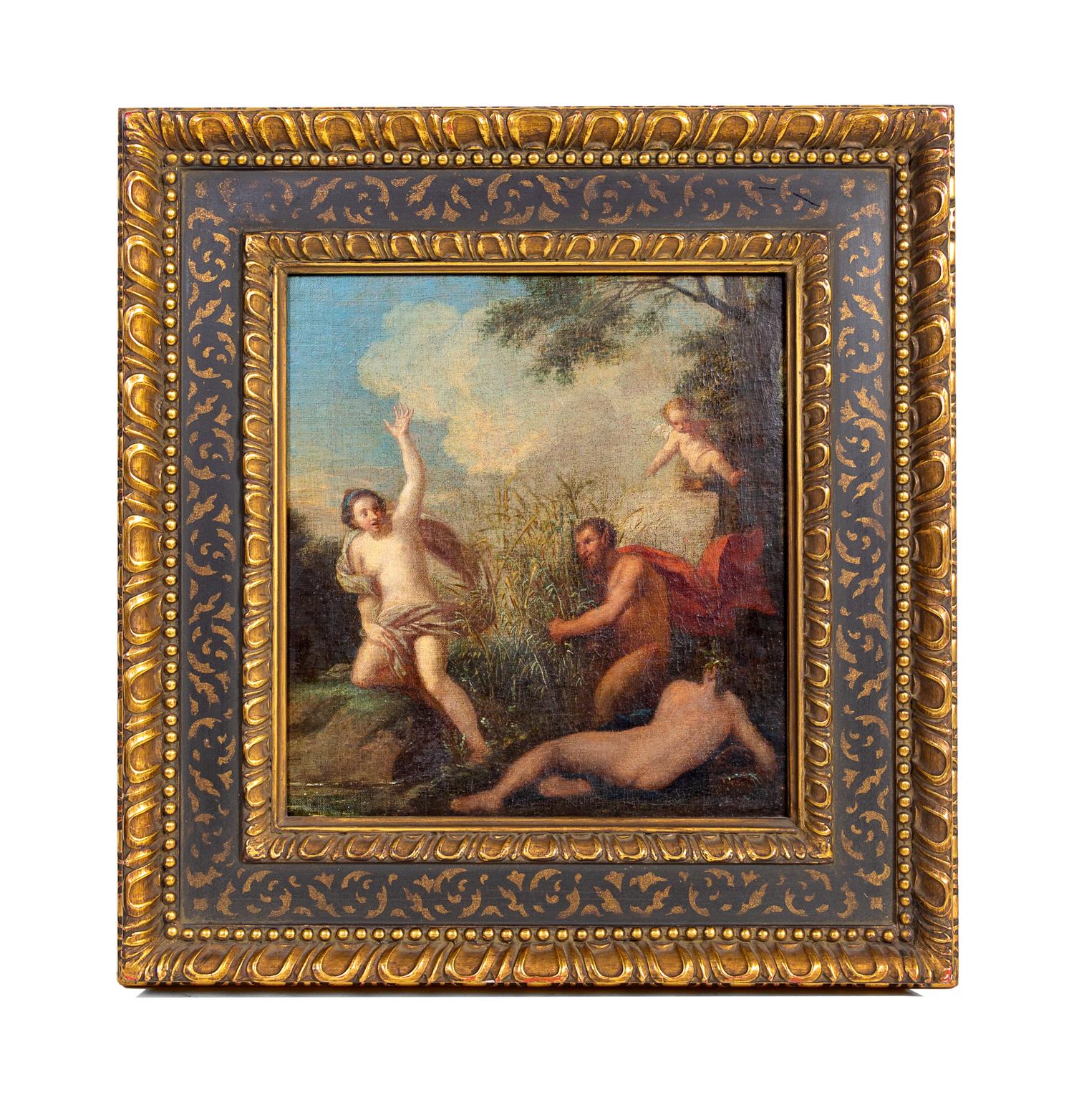 French School, (18th Century), Female Bathers Startled by a Satyr