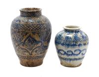 Two Persian Pottery Vases, Height of taller 15 inches.