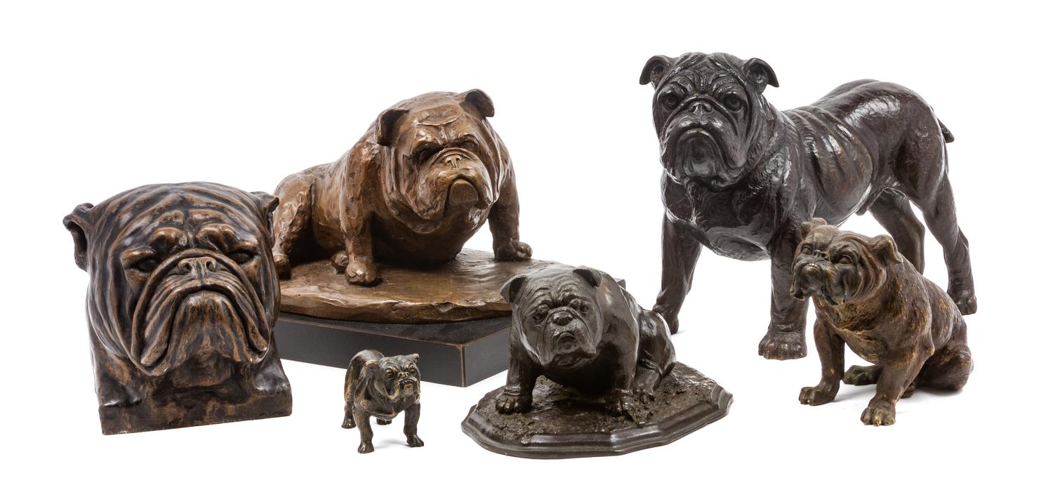A Group of Six Bulldogs Width of widest 10 1/2 inches.