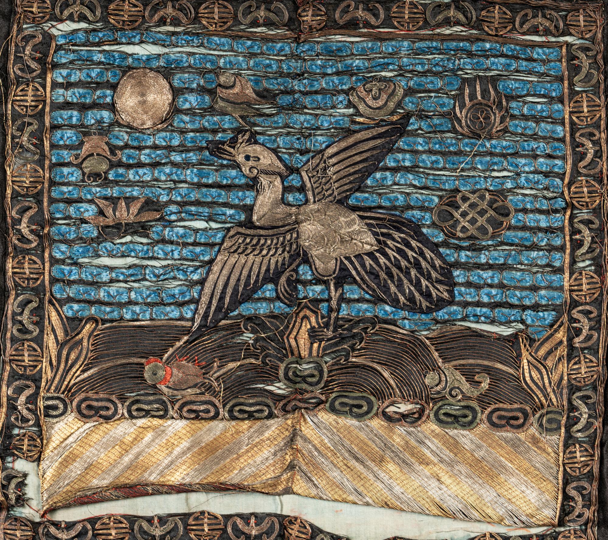 12 Chinese Embroidered and Woven Textile Panels