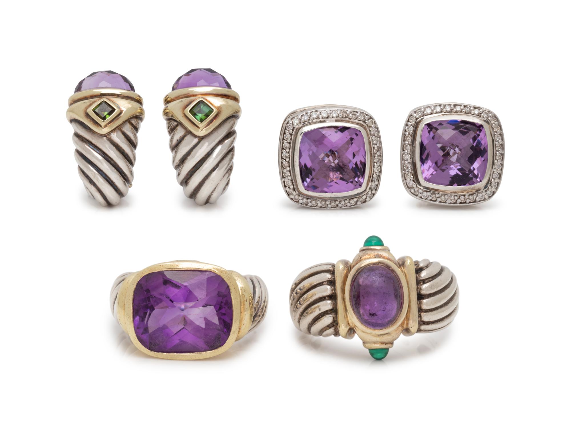 DAVID YURMAN, COLLECTION OF STERLING SILVER AND AMETHYST JEWELRY