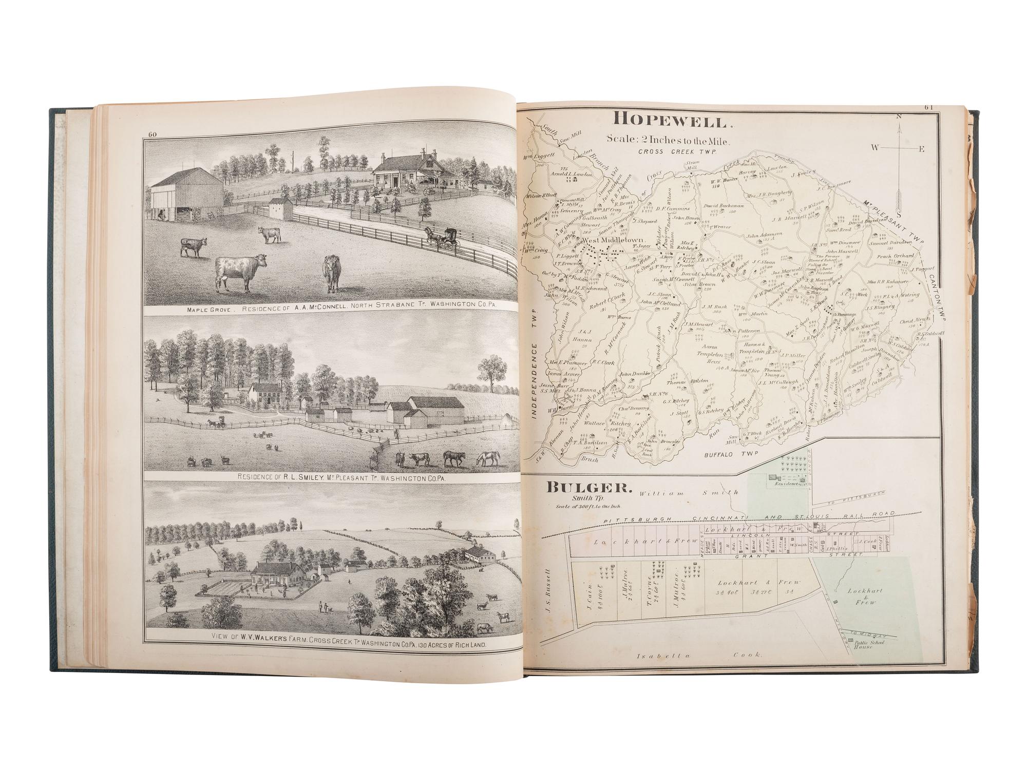 [MAPS & ATLASES]. Caldwell’s Illustrated Historical Centennial Atlas of Washington Co ., PA. 1876.