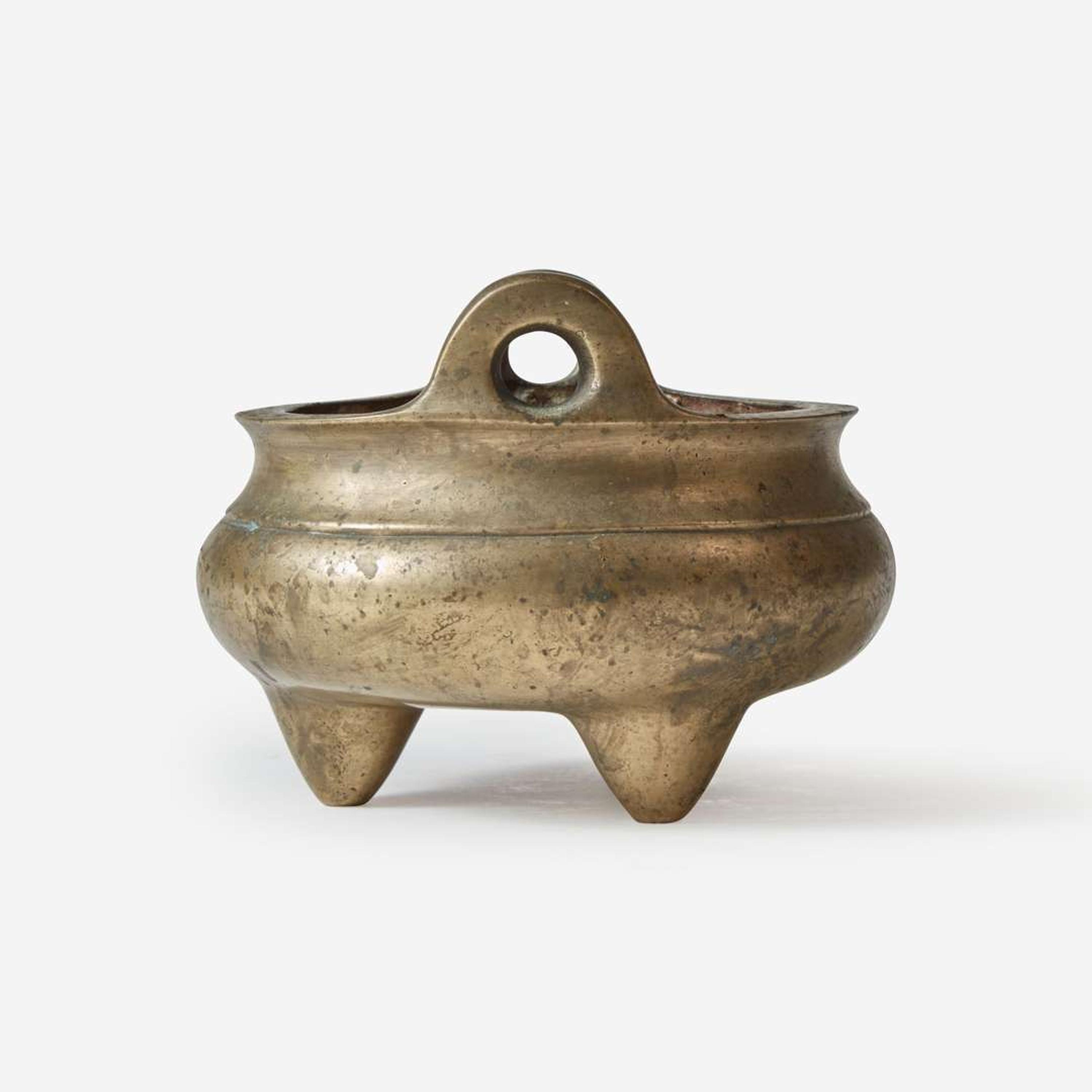 A Chinese Bronze Tripod Censer 三足铜香炉一件 Four-character Xuande mark but later ????? ????