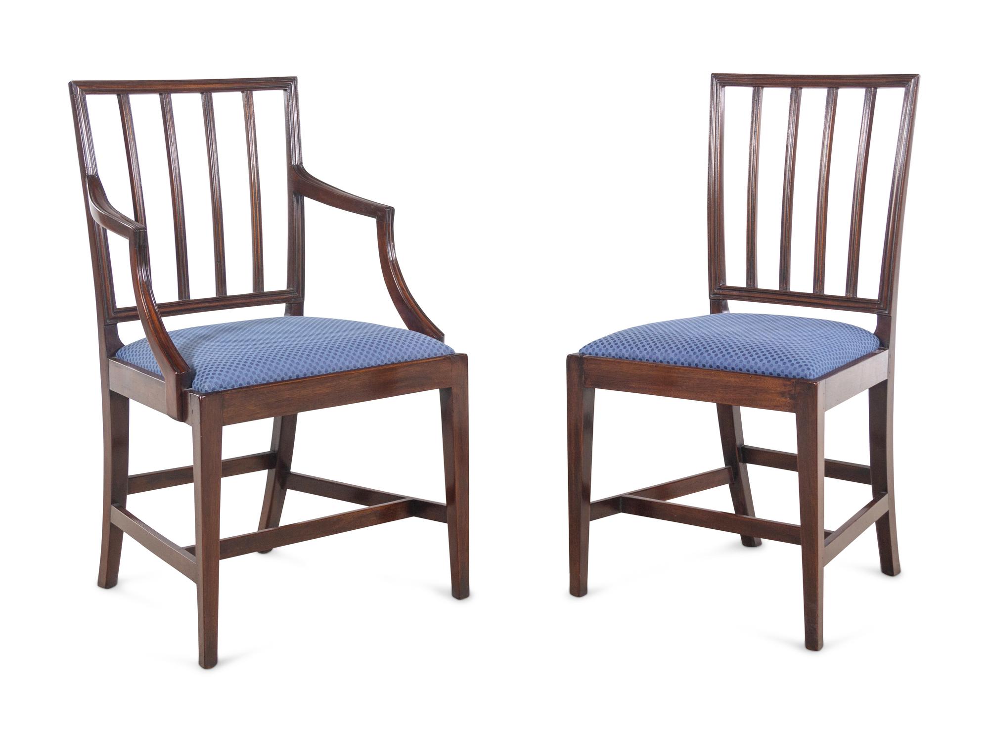 A Set of Eight George III Mahogany Dining Chairs