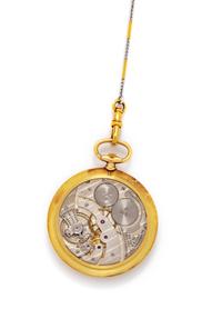 Cartier, Paris, Yellow Gold Open Face Pocket Watch and Fob Chain