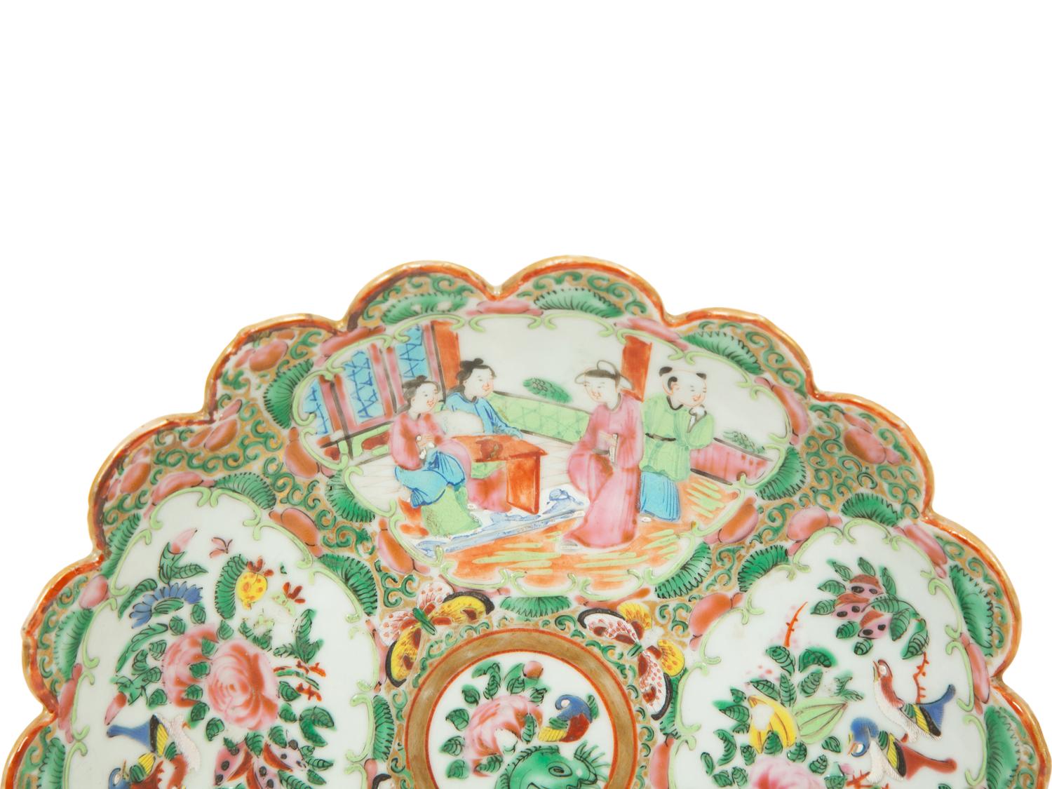 A Rose Medallion Scalloped Edge Porcelain Plate