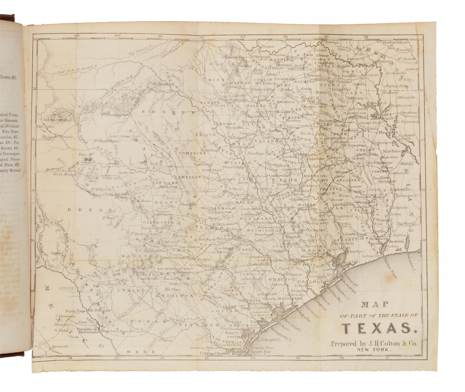 OLMSTEAD, Frederick Law. A Journey Through Texas; Or, A Saddle-Trip on the Southwestern Frontier: With a Statistical Appendix . New York: Dix, Edwards & Co., 1857.
