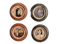 [EARLY PHOTOGRAPHY - UNION CASES]. A group of 13 assorted "oreo" cases containing portraits of women and couples, including: