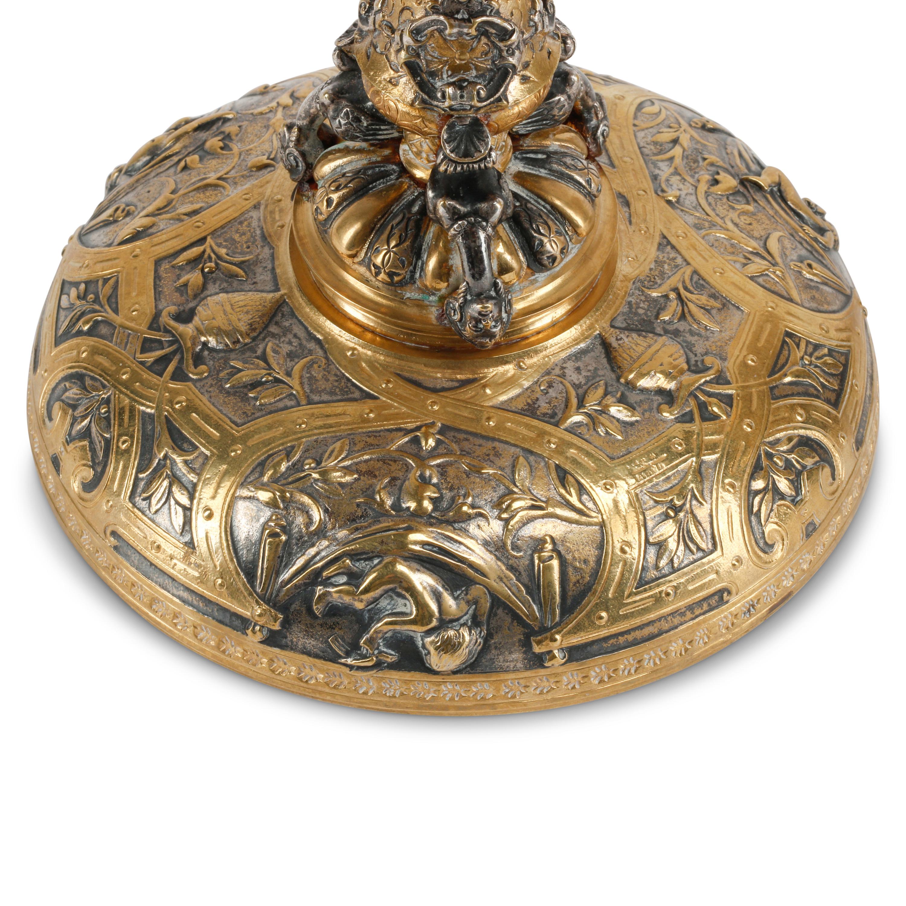 A Pair of Continental Gilt and Silvered Bronze Tazze