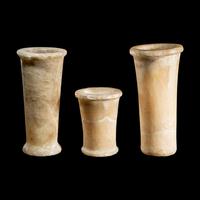 Three Egyptian Alabaster Vessels with Hieroglyphs