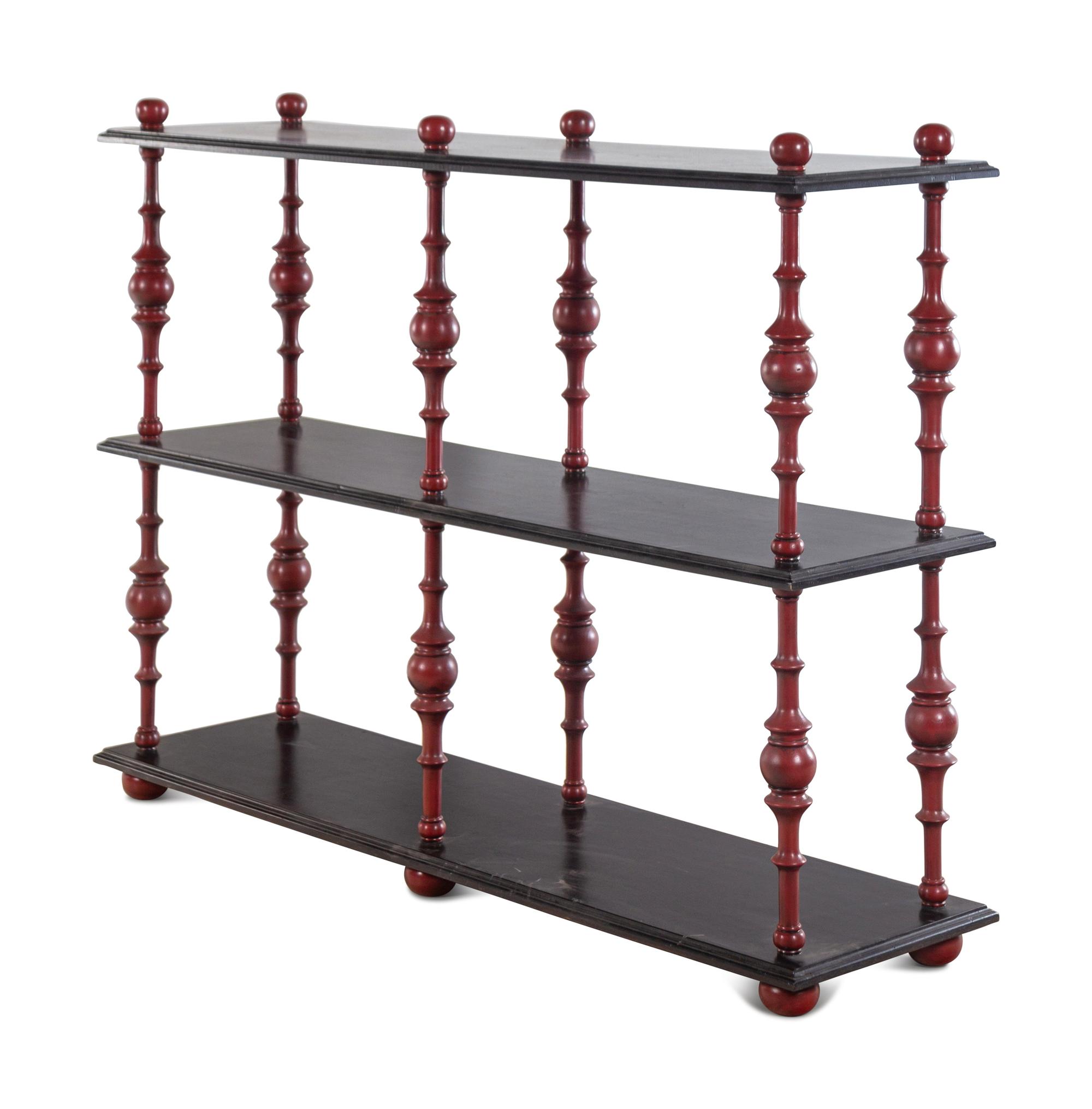 A Pompeian Style Painted and Ebonized Bookcase
