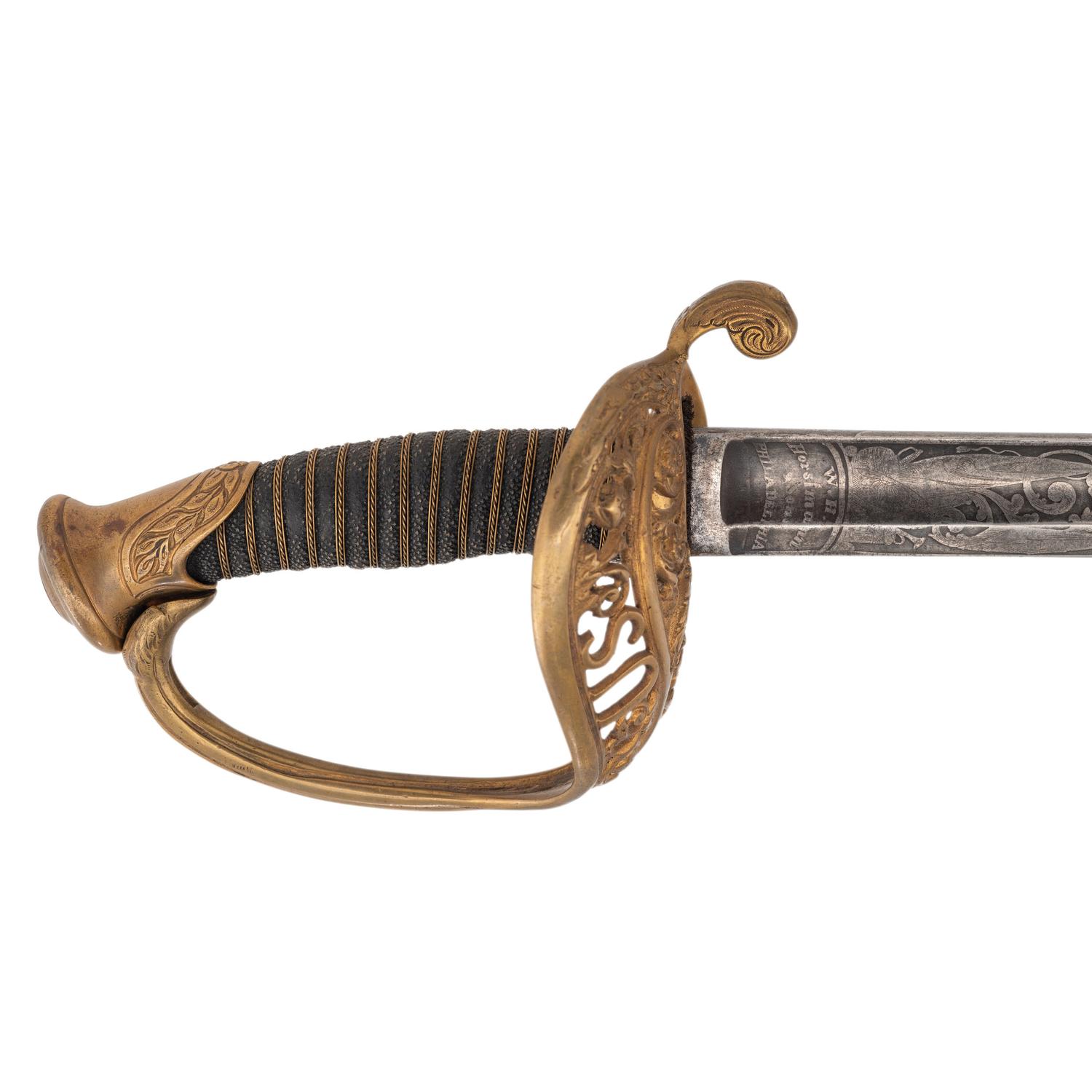 Hortsmann Retailed Import Model 1850 Staff and Field Officer's Sword Presented to Capt. Ira Ayer - 116th NY Infantry