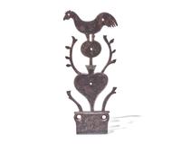 A Figural Wrought Iron Plate with Rooster Finial, Probably French, Dated and Inscribed, "1813 L. Patrat"