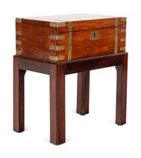 A George III Walnut Lap Desk on a Later Stand