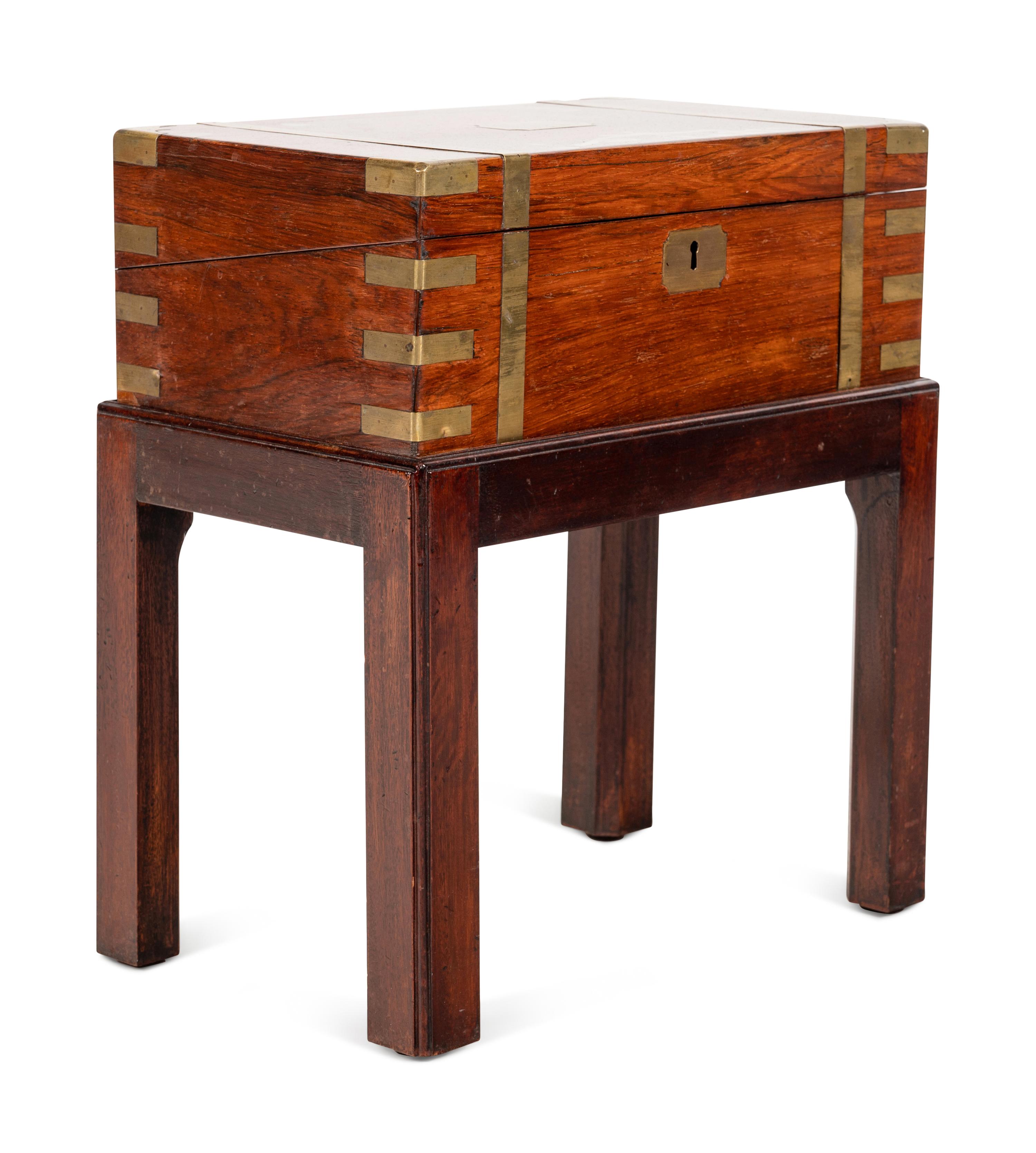 A George III Walnut Lap Desk on a Later Stand