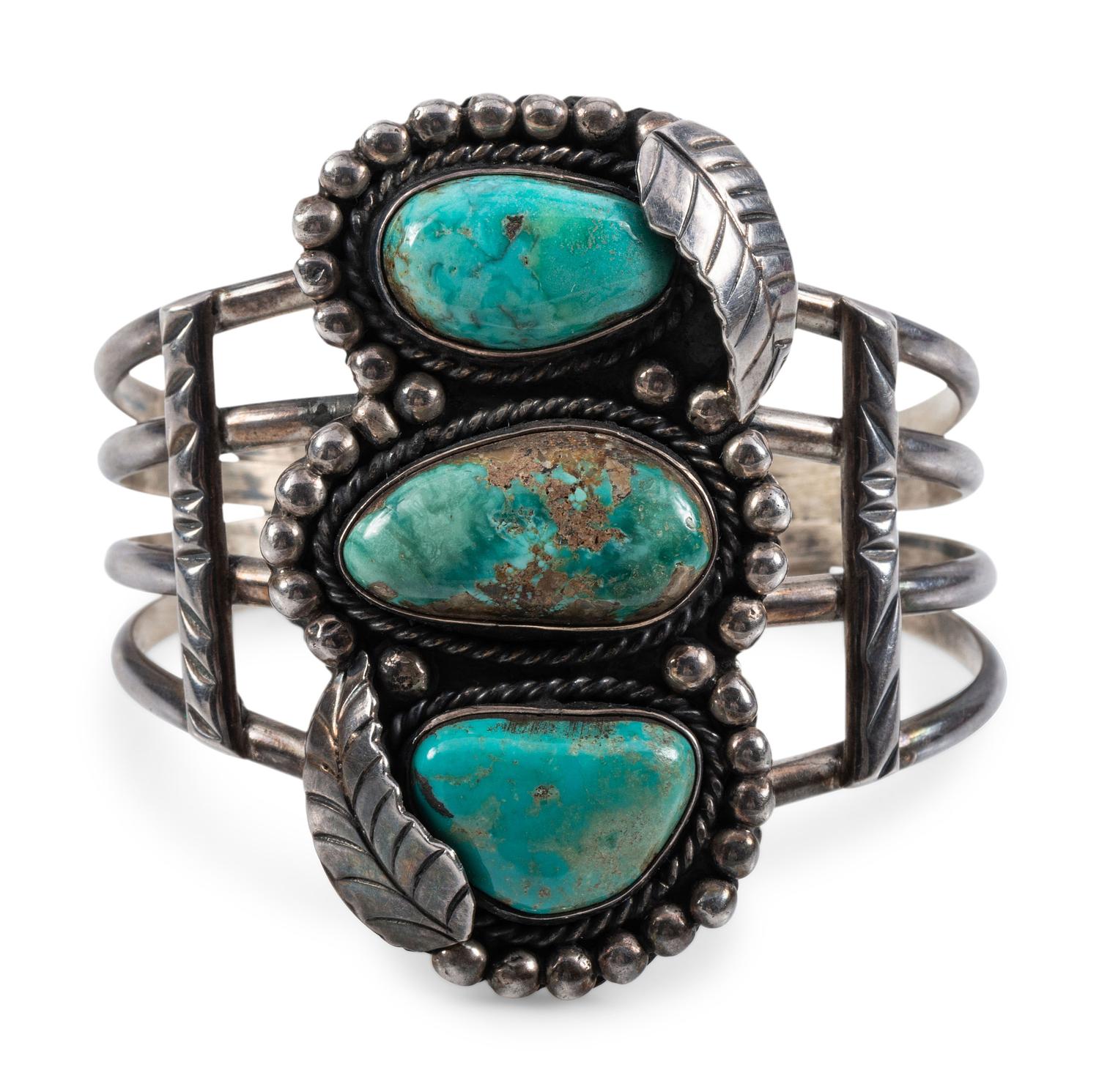 Navajo Silver and Turquoise Cuff Bracelet