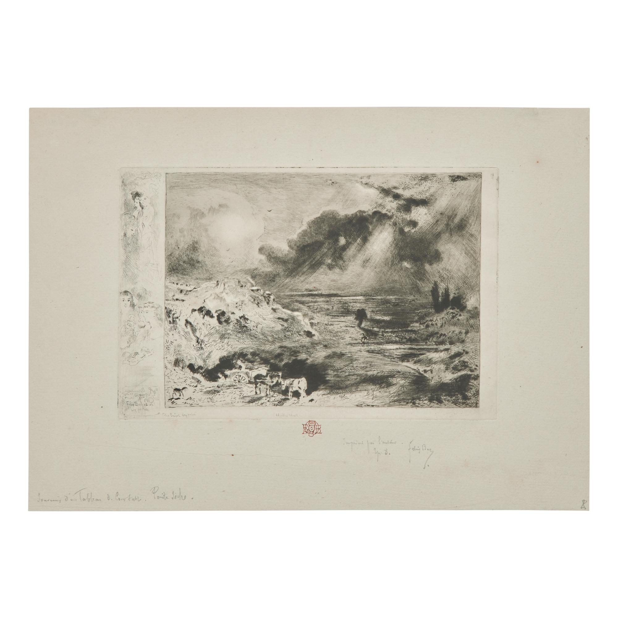 Félix Hilaire Buhot (French, 1847-1898) — L'Orage (Two Works)