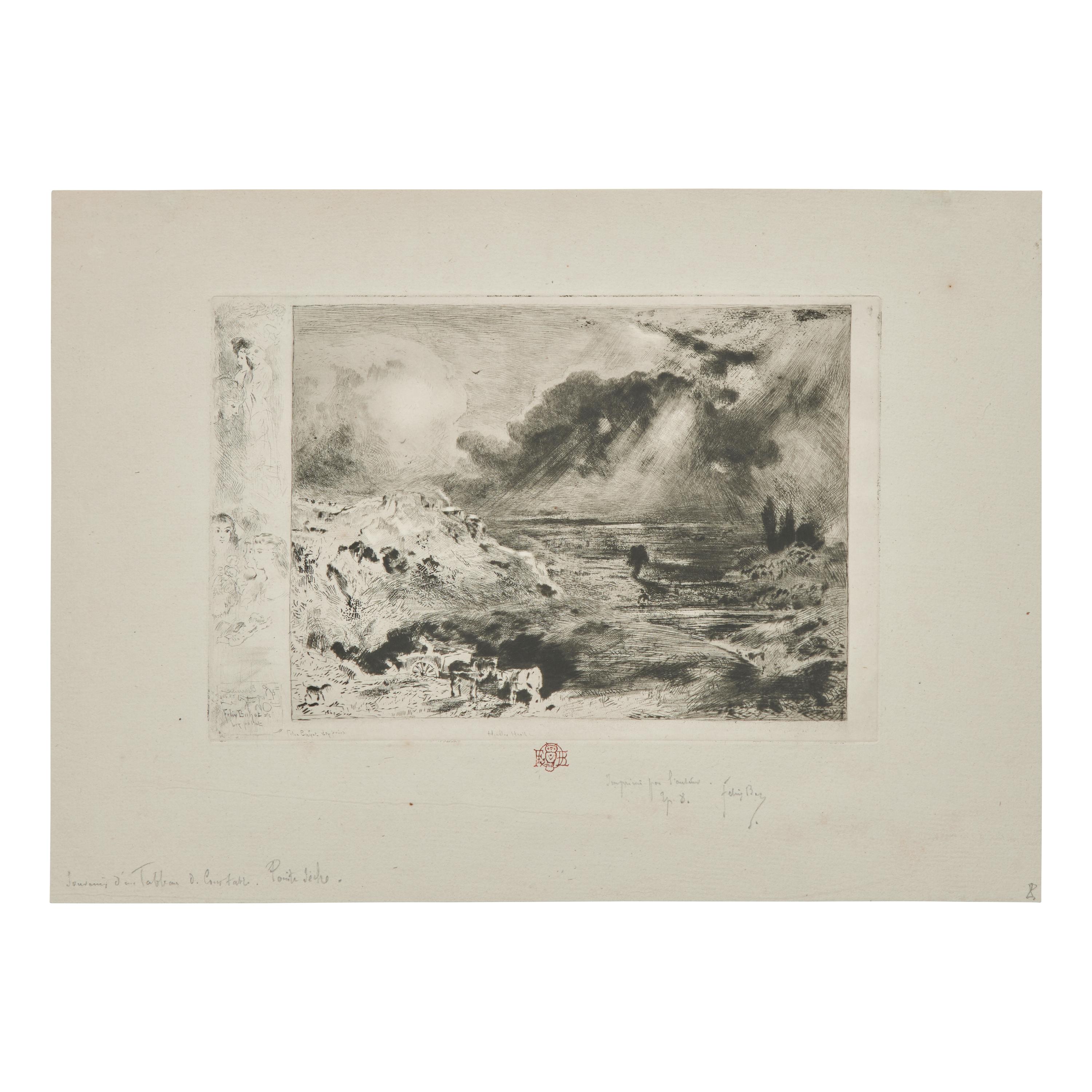 Félix Hilaire Buhot (French, 1847-1898) — L'Orage (Two Works)