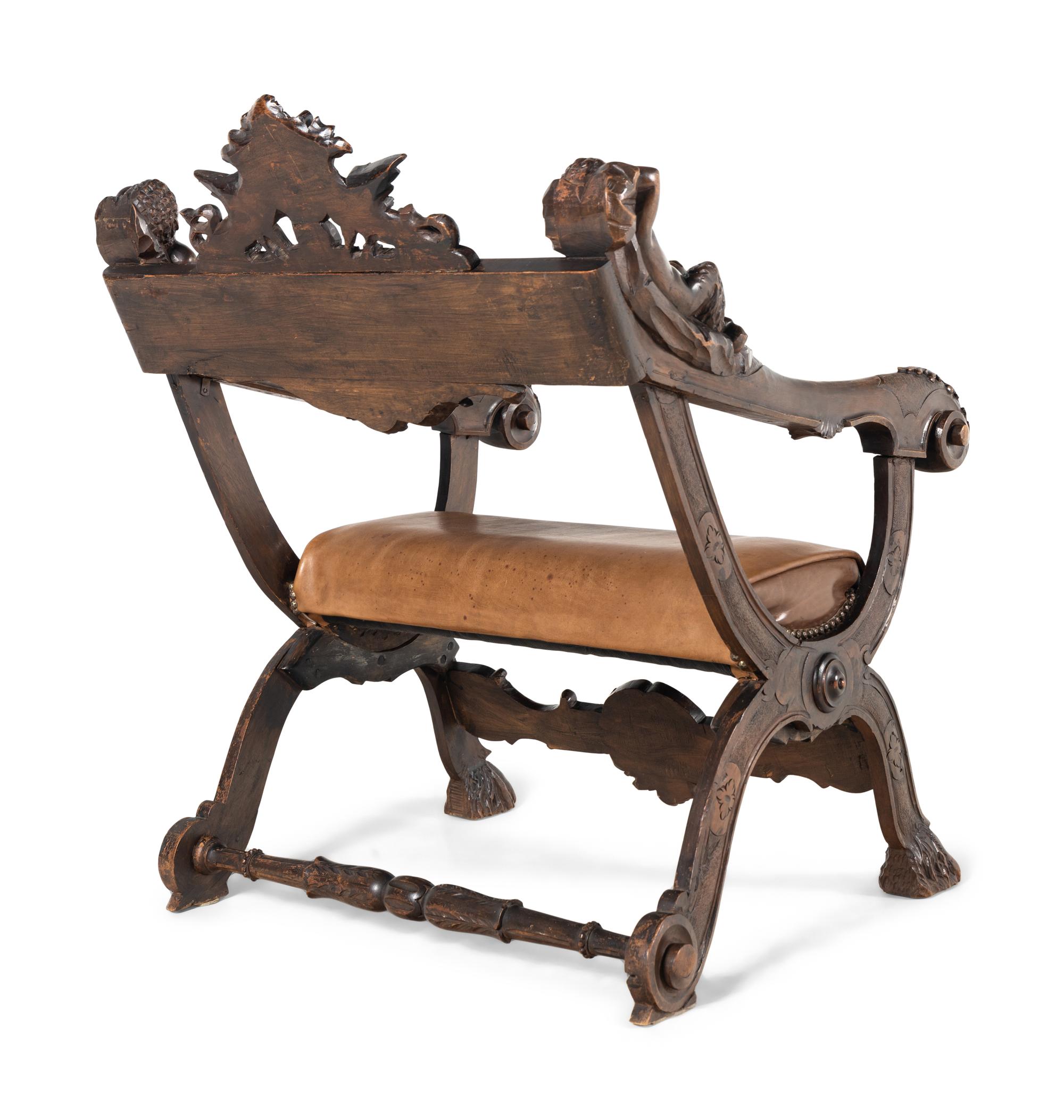 A Venetian Carved Walnut Armchair