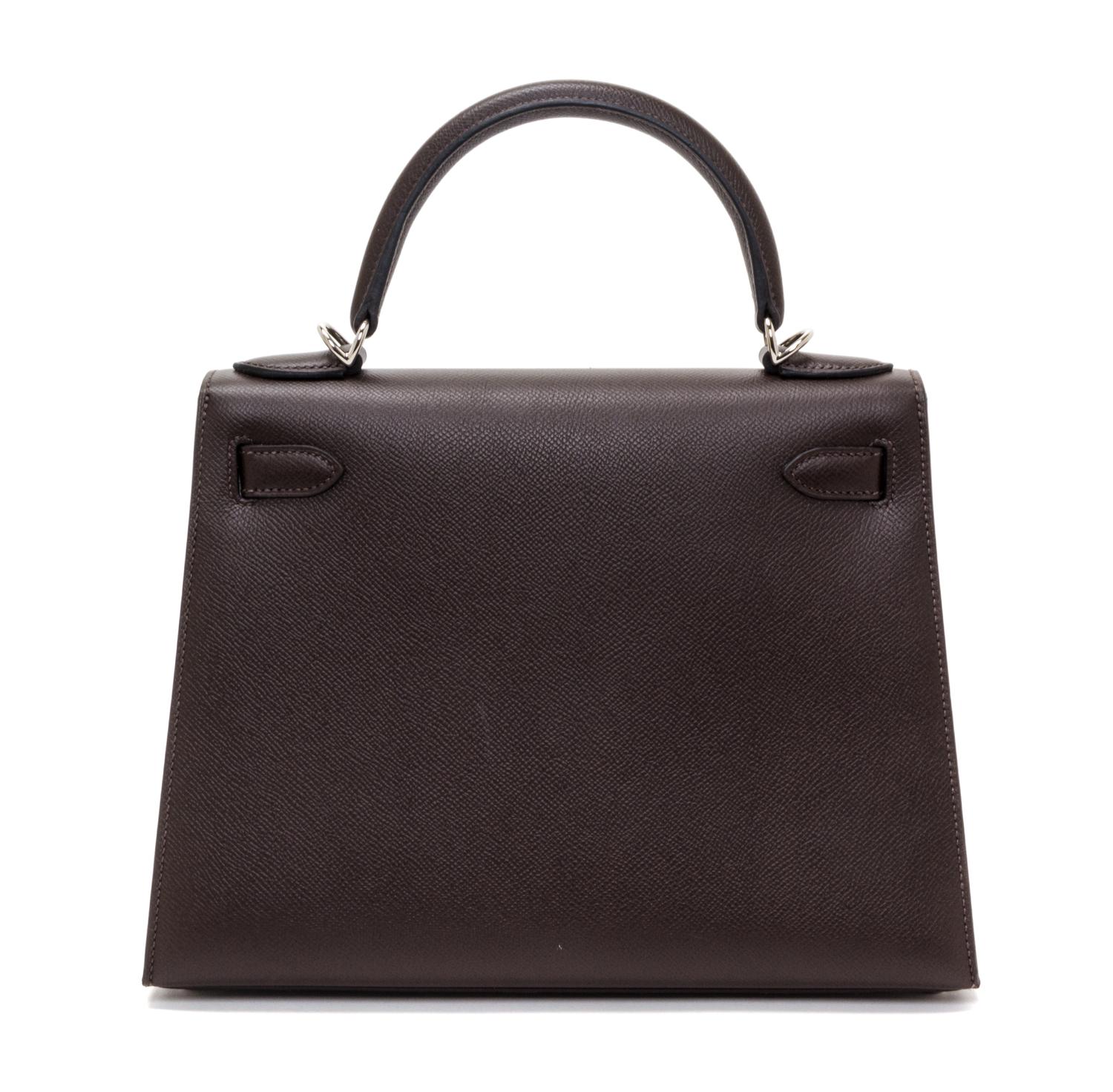 An Hermes Chocolat Epsom Sellier 28cm Kelly Handbag, 11" x 8.5" x 4".