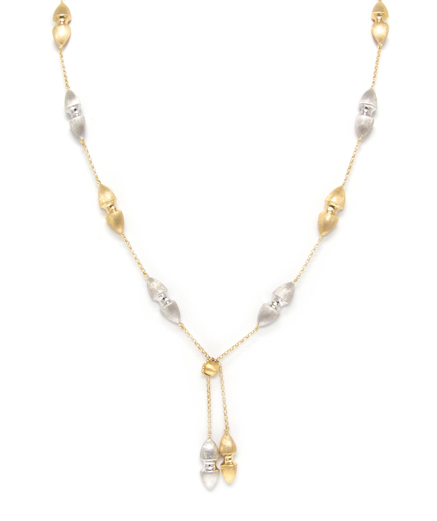 A Pair of 18 Karat White and Yellow Gold Lariat Necklaces, Chiampesan, 14.00 dwts.