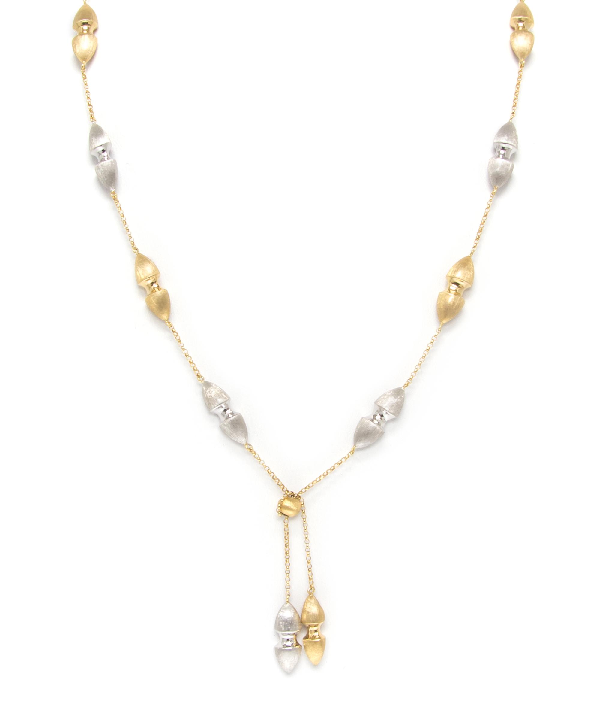 A Pair of 18 Karat White and Yellow Gold Lariat Necklaces, Chiampesan, 14.00 dwts.