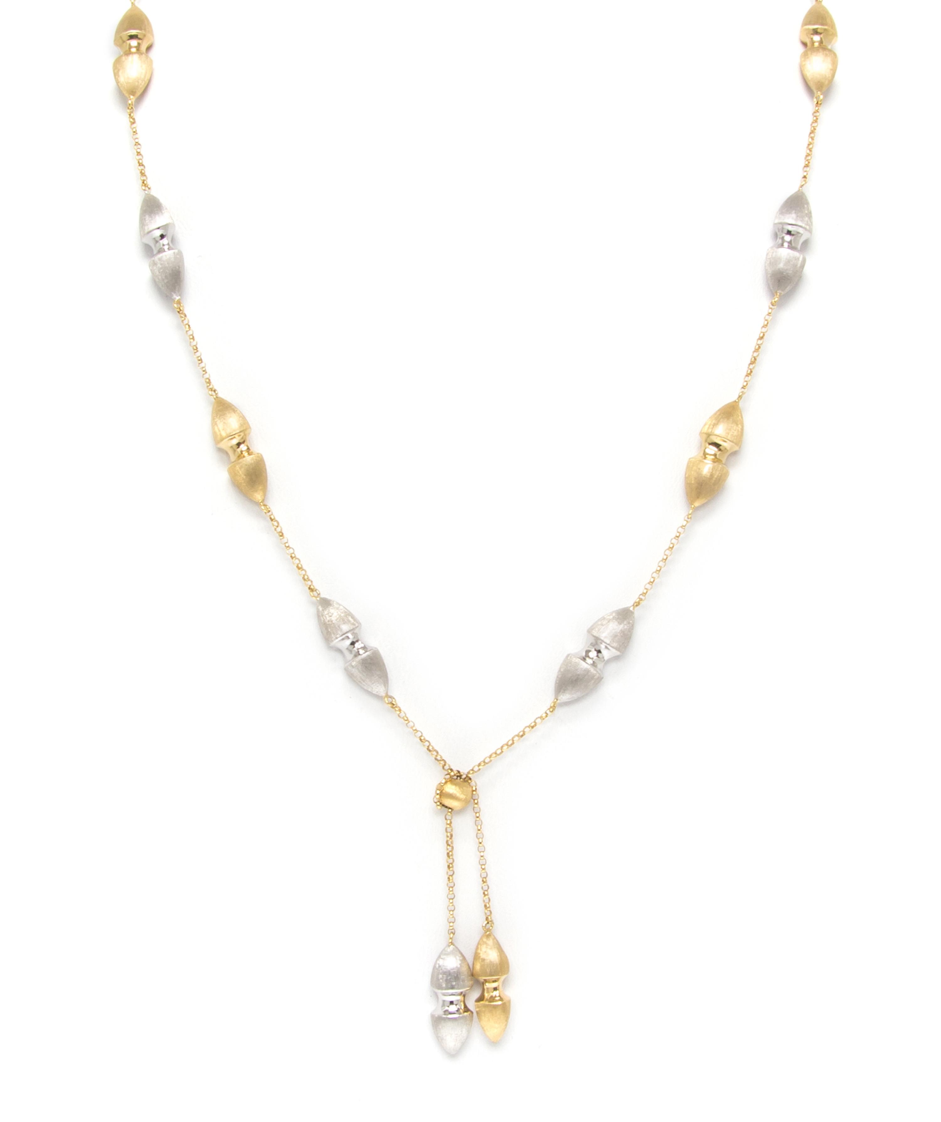 A Pair of 18 Karat White and Yellow Gold Lariat Necklaces, Chiampesan, 14.00 dwts.