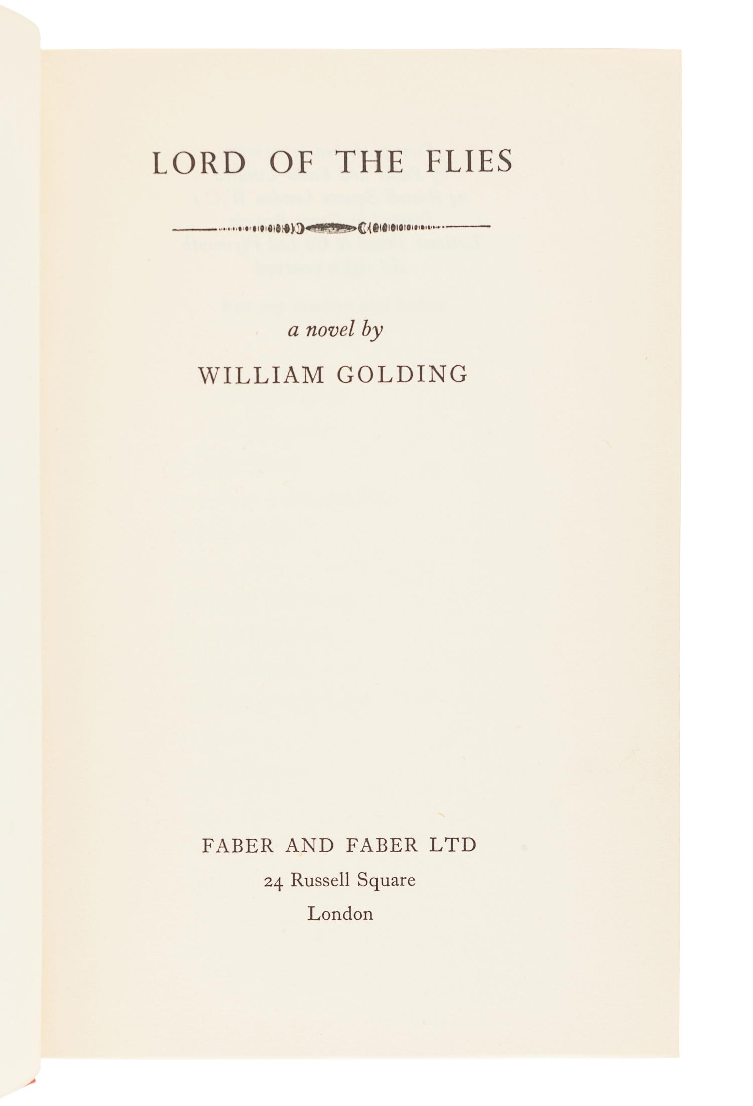 GOLDING, William (1911-1993). Lord of the Flies . London: Faber and Faber, 1954.