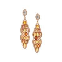 Multicolored Sapphire, Diamond, and Rose Gold Earrings