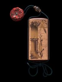 A Japanese Gold Decorated Wood Single-Case Inro