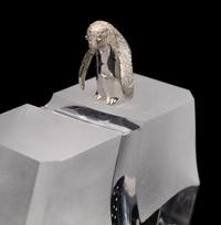A Steuben Glass and Silver Ice Hunter Sculpture