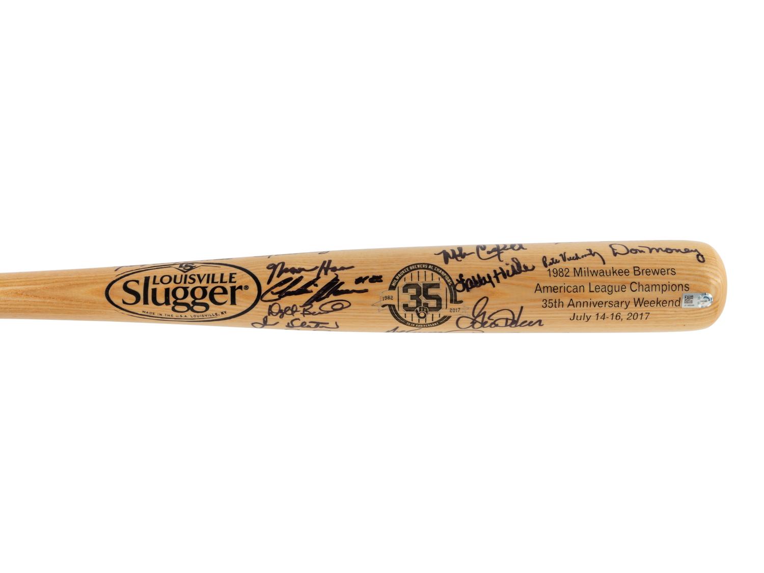 A 1982 Milwaukee Brewers American League Champions Team Signed Autograph Bat