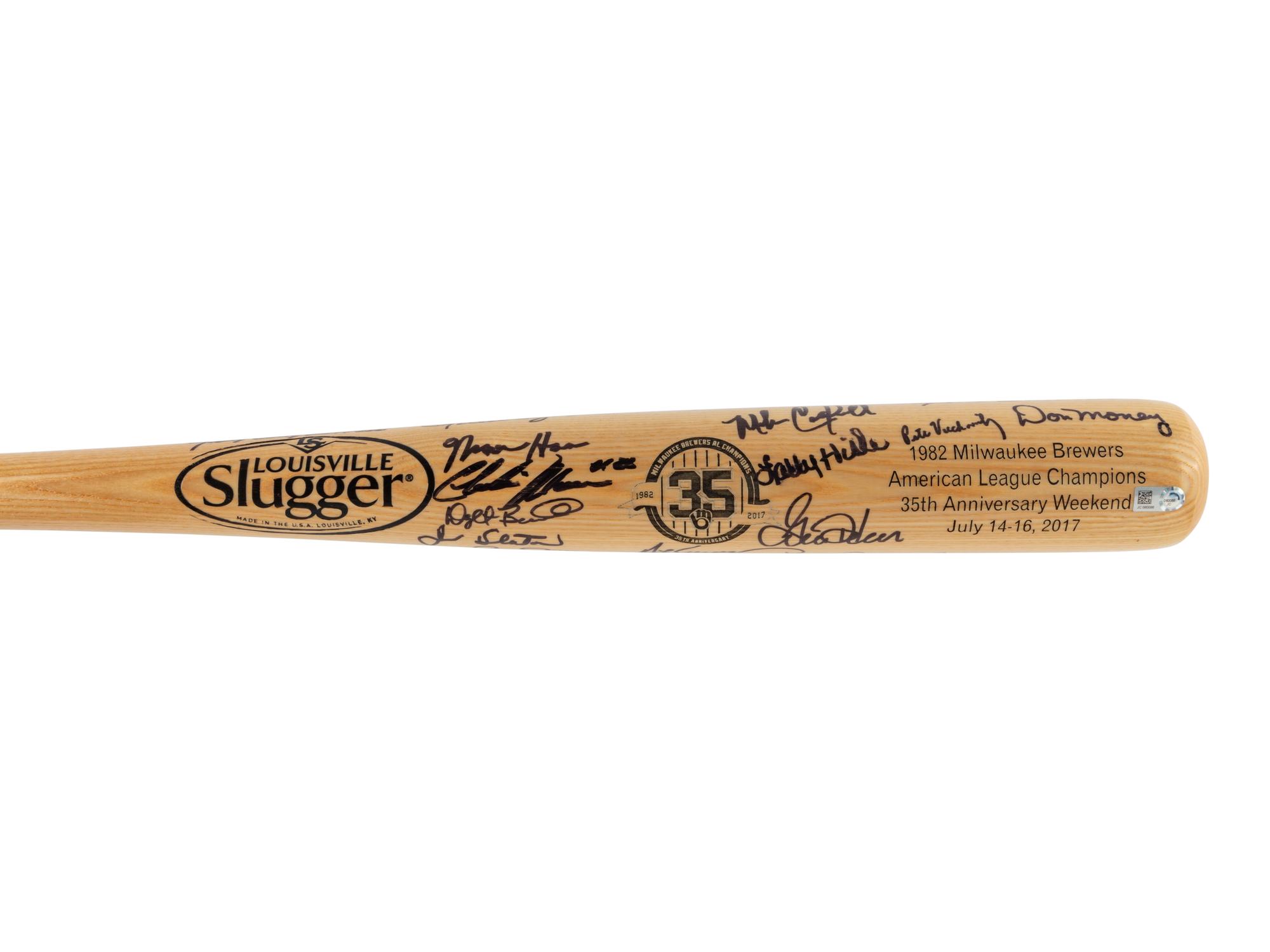 A 1982 Milwaukee Brewers American League Champions Team Signed Autograph Bat