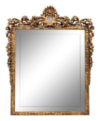 A Large Spanish Baroque Style Giltwood Mirror