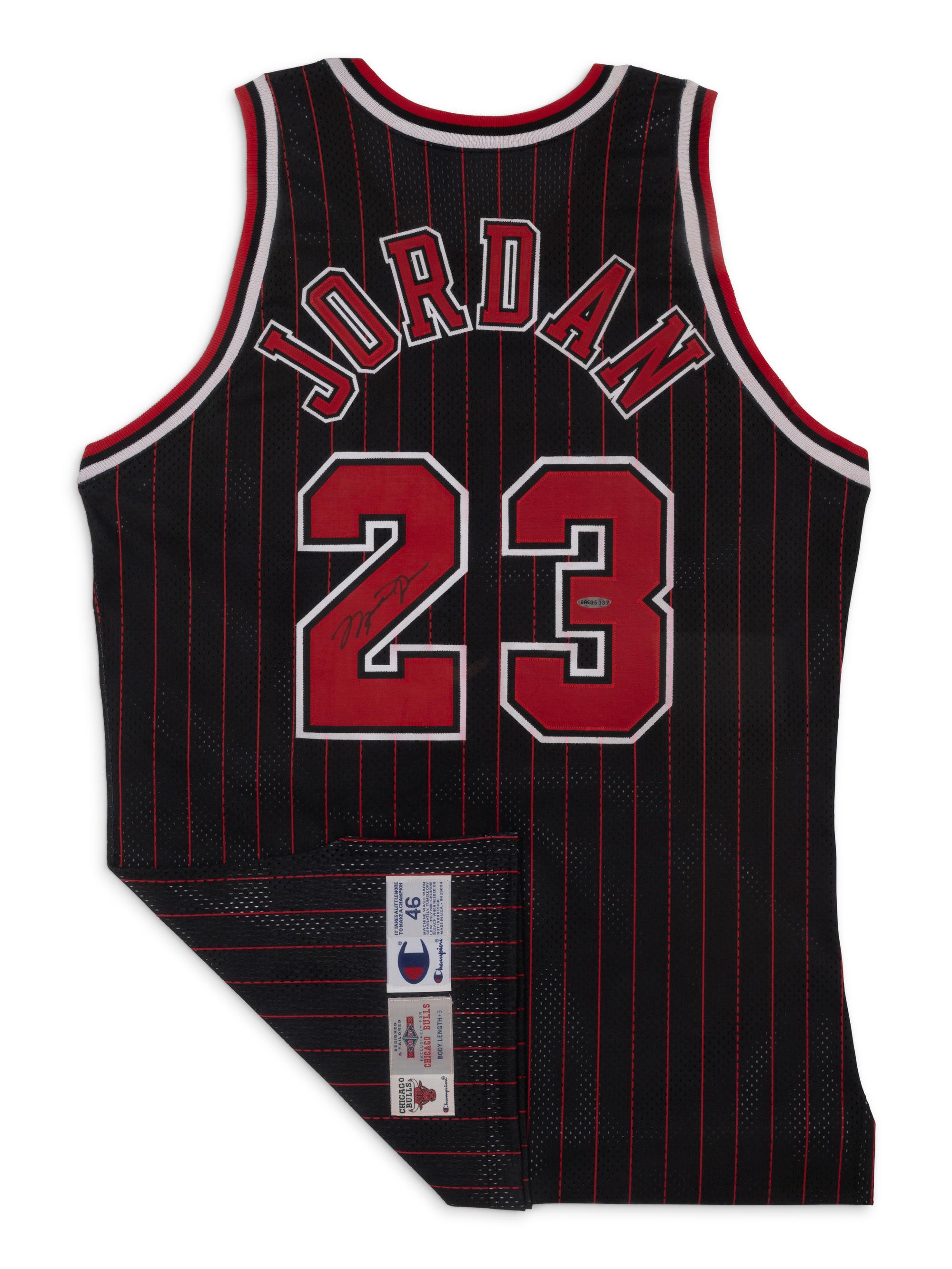 A Michael Jordan Signed Autograph 1996-97 Chicago Bulls Champion Pro Cut Basketball Jersey (Upper Deck Authenticated),