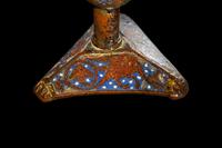 A Limoges Gilt-Copper and Champleve Enamel Candlestick