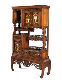 A Victorian Japonesque Carved and Inlaid Cabinet