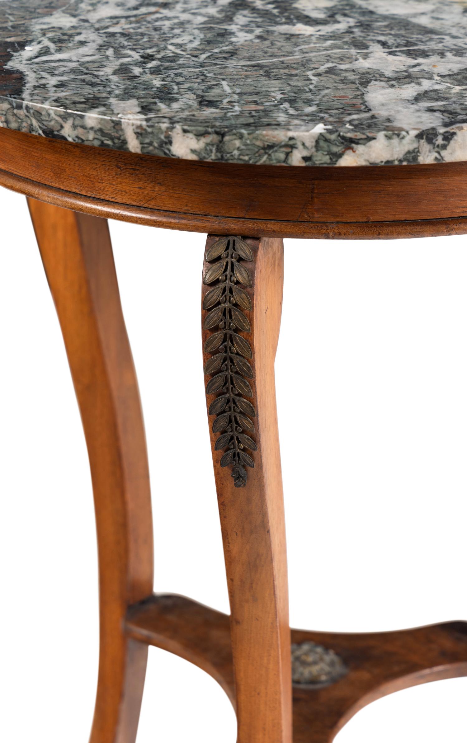 A Biedermeier Style Walnut and Marble Top End Table