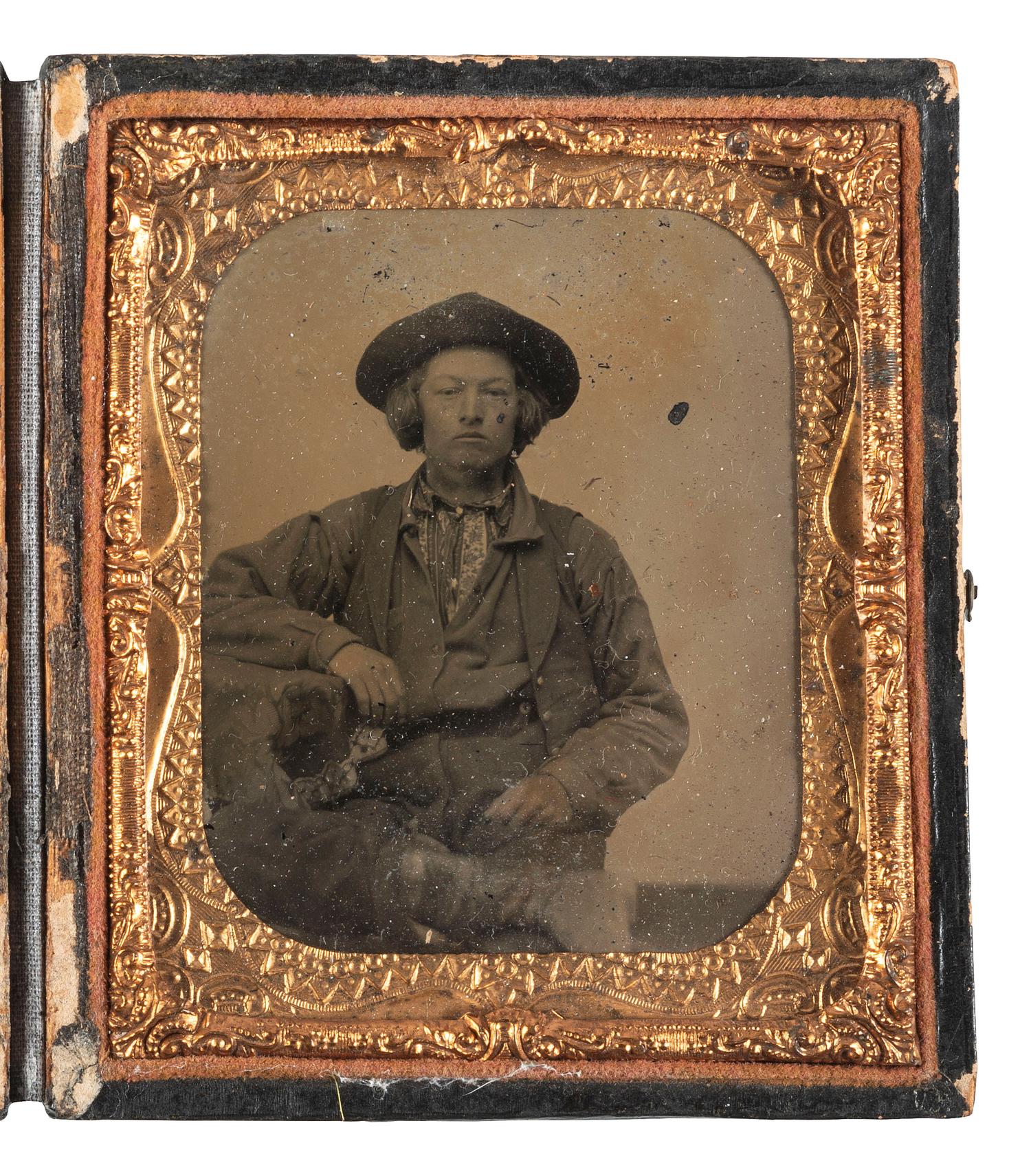 [CIVIL WAR]. Sixth plate ambrotype of a possible Rebel from Texas.
