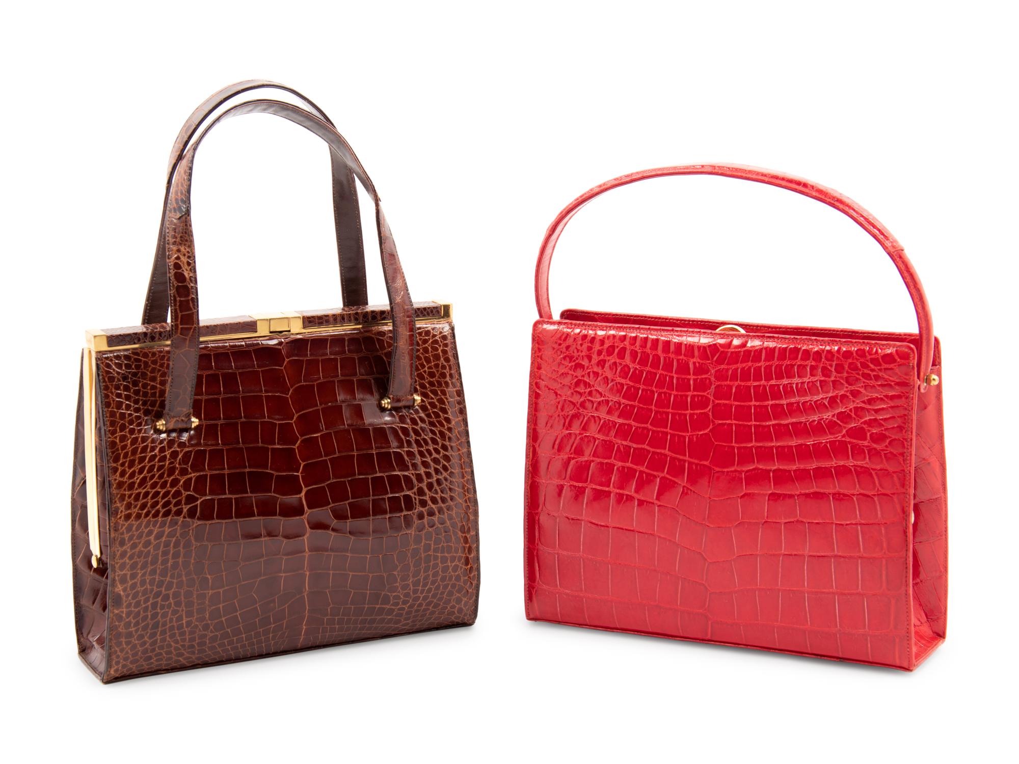 Two Lucille de Paris Alligator Handbags, 1960-80s