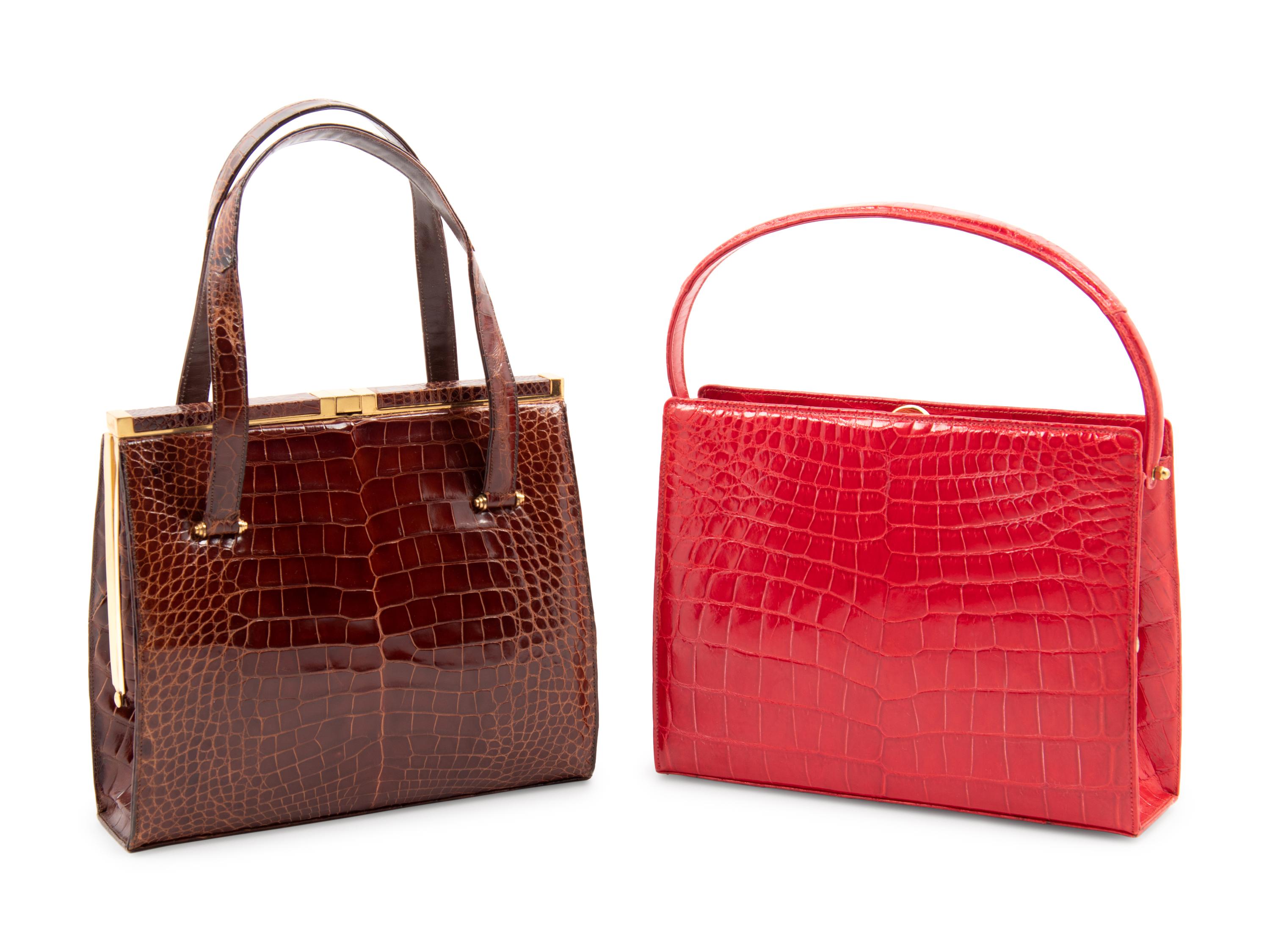 Two Lucille de Paris Alligator Handbags, 1960-80s