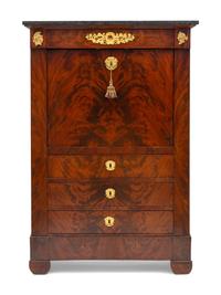 An Empire Style Gilt Bronze Mounted Mahogany Secrétaire à Abattant