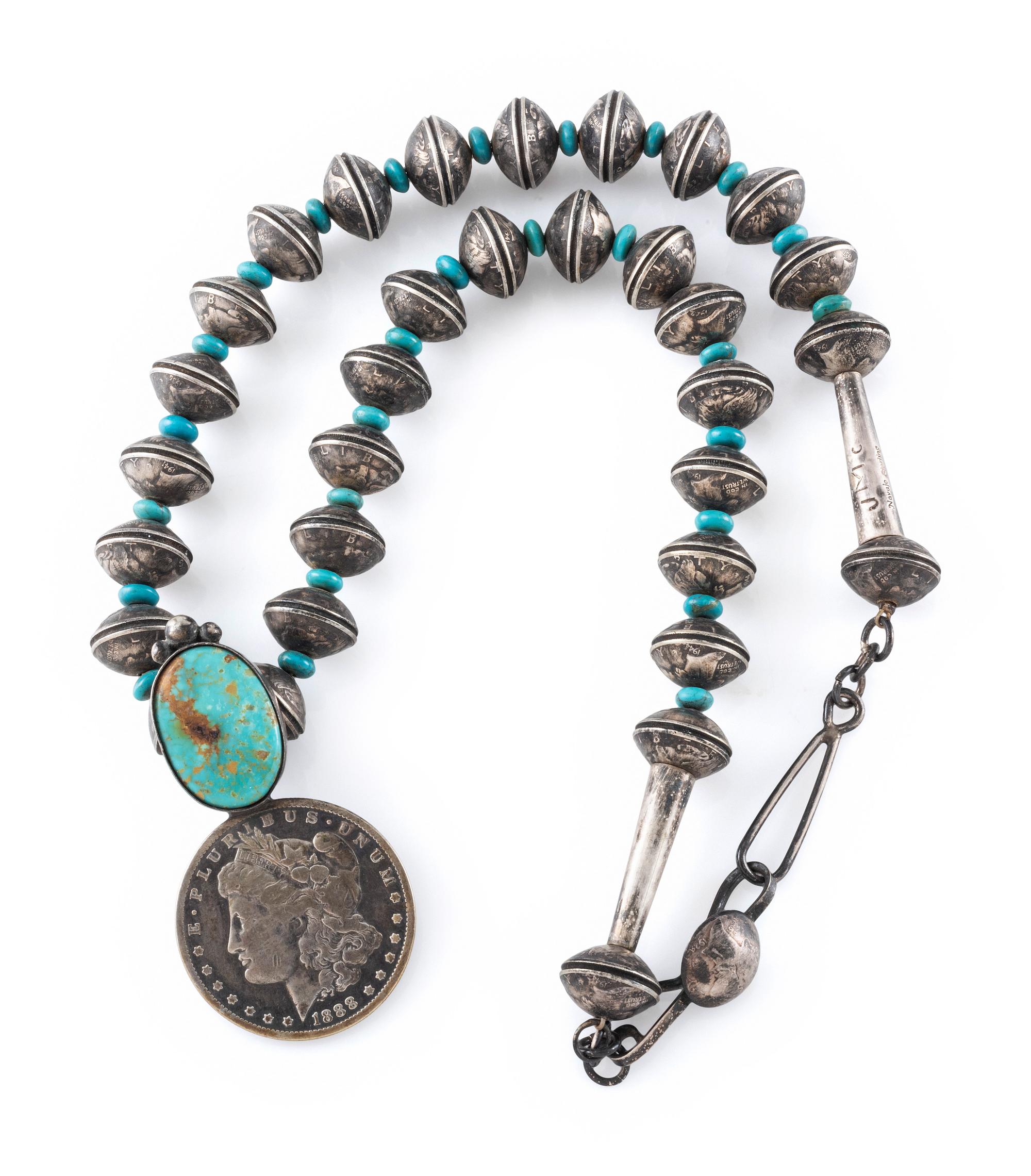 Navajo Coin and Turquosie Necklace